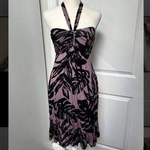 *NWT❗️Purple & Black Palm Tree Leaf Strapless Dress